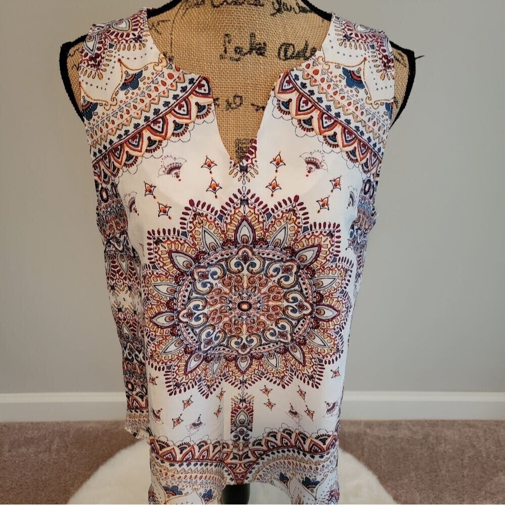 Verse mixed print top